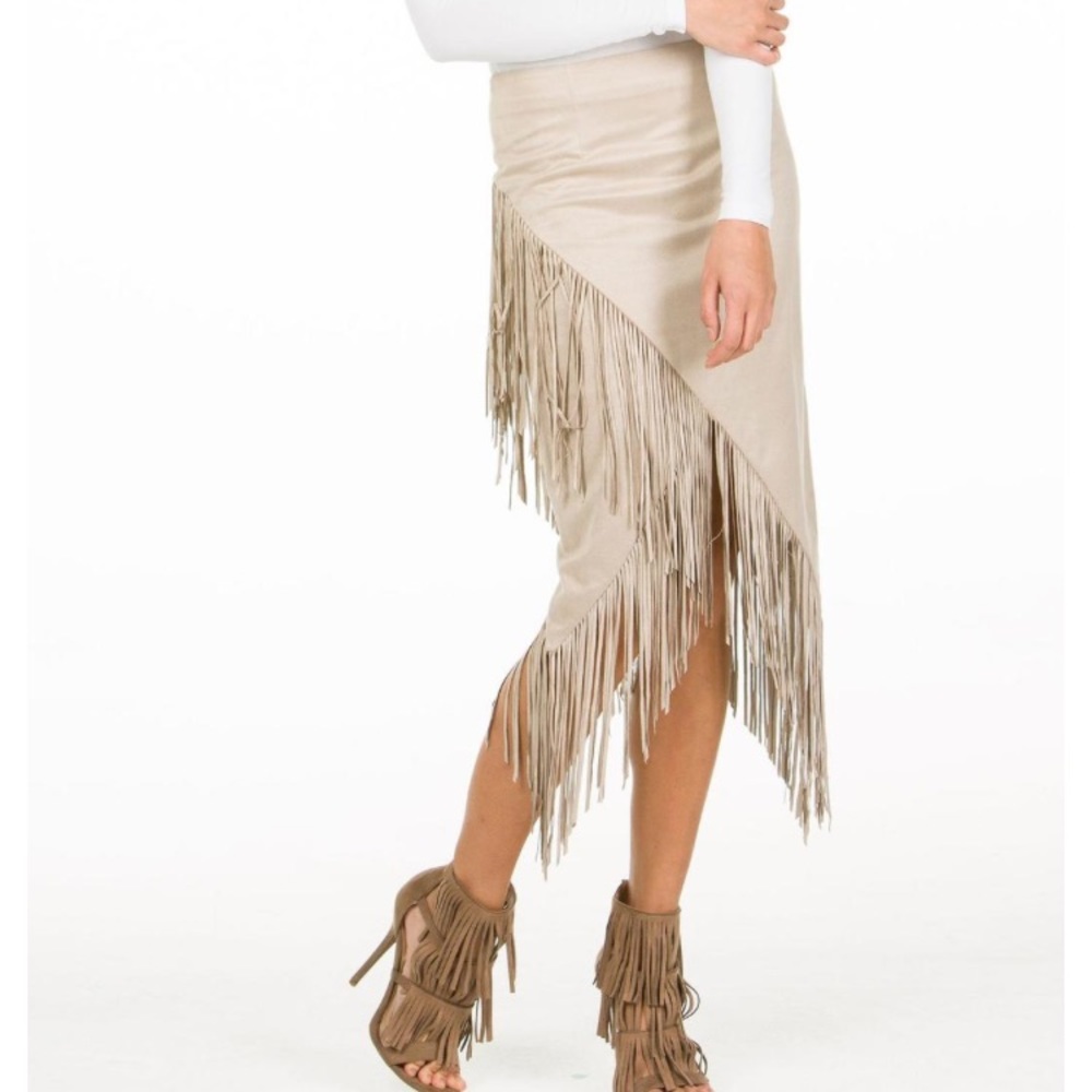 OLIVACEOUS SUEDE SKIRT